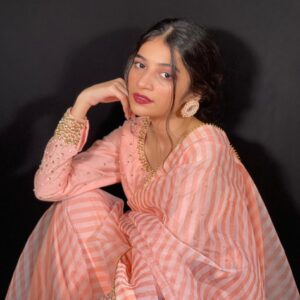 PINK ORGANZA LINED SAREE - Image 3
