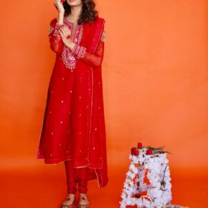 EID COLLECTION' 23 ( BLOOD RED ORGANZA DRESS)