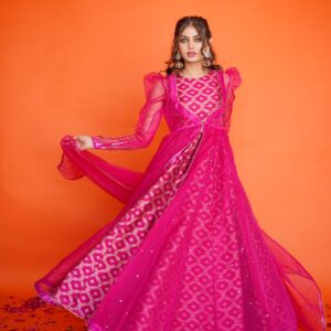 EID COLLECTION'23 ( HOT PINK COAT DRESS ) - Image 2