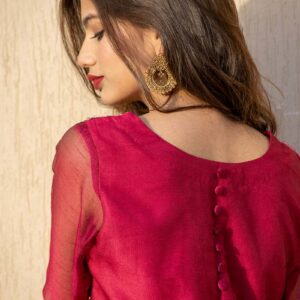 MAGENTA SHEESHA WORK DRESS - Image 5