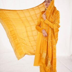 YELLOW SLK WEAVED DUPATTA - Image 3