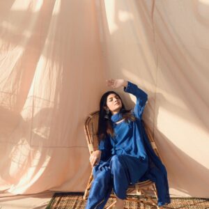BLUE EMBRIODERED DRESS - Image 3