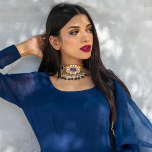 BLUE GEORGETTE CHIFFON PISHWAS - Image 2