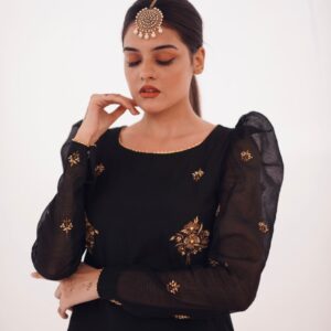 BLACK LONG SHIRT PUFF SLEEVES - Image 3
