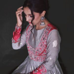 GREY JACQUARD PINK KOTI PISHWAS - Image 4