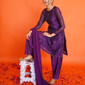 EID COLLECTIOM'23 ( PURPLE SHALWAR KAMEEZ ) - Image 4