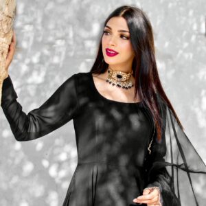 BLACK GEORGETTE CHIFFON PISHWAS - Image 3