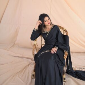 BLACK SILK HANDWORKED SAREE - Image 2