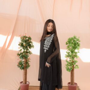 BLACK ( white emb ) shalwaar kameez - Image 6