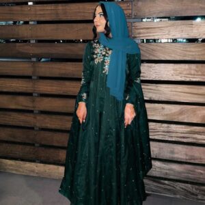 DARK GREEN ORGANZA DRESS - Image 4
