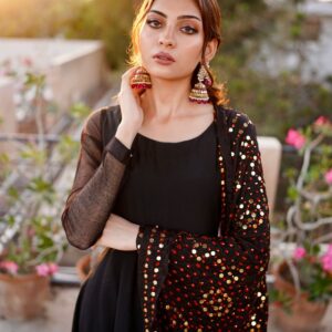 KHAZAIN ( BLACK KAMDANI DUPATTA DRESS) - Image 5