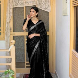 BLACK LINED SAREE