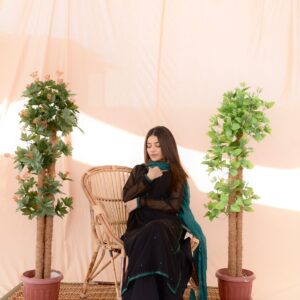 BLACK GREEN EMB DRESS - Image 6