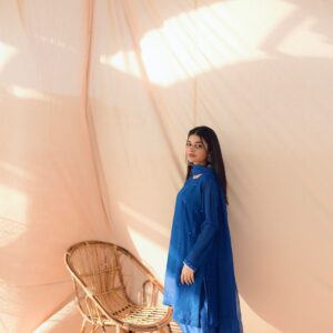 BLUE EMBRIODERED DRESS - Image 4