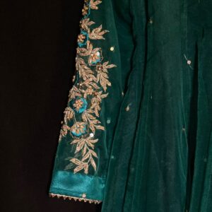 DARK GREEN ORGANZA DRESS - Image 2