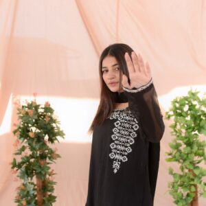 BLACK ( white emb ) shalwaar kameez - Image 2