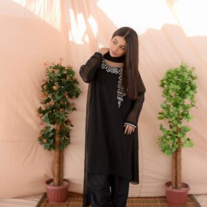 BLACK ( white emb ) shalwaar kameez