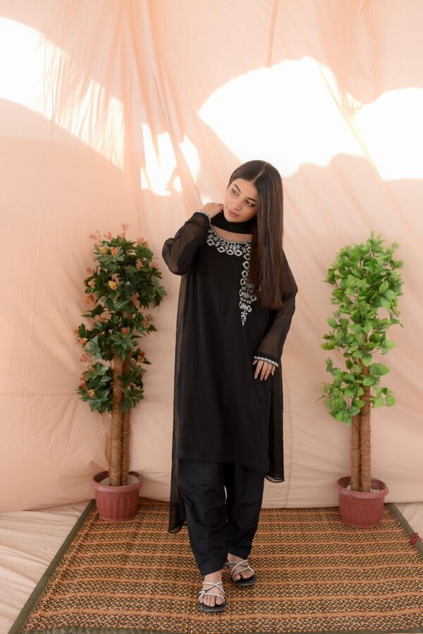 BLACK ( white emb ) shalwaar kameez