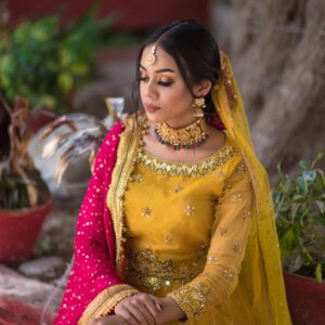 YELLOW LEHANGE CHOLI ( Mendhi dress) - Image 3
