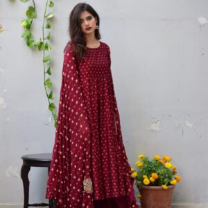 MAROON JACQUARD DRESS - Image 7