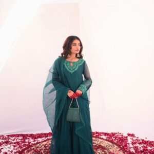 MEETHI EID '24 ( DARK SEAGREEN EMBRIODERED DRESS )