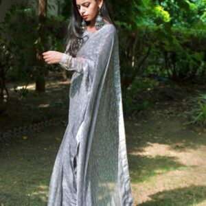 GREY printed SAREE - Image 4