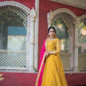 YELLOW LEHANGE CHOLI ( Mendhi dress) - Image 7