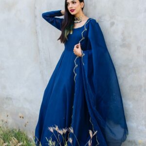 BLUE GEORGETTE CHIFFON PISHWAS - Image 5