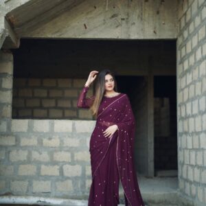 PURPLE GEORGETTE CHIFFON SAREE