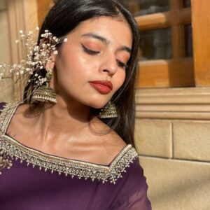 DARK PURPLE SHEESHA WORK PISHWAS - Image 2