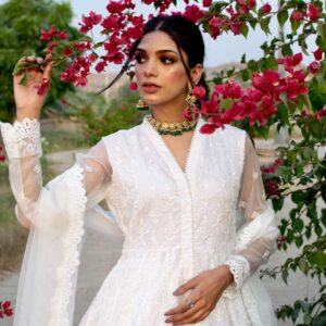 WHITE FRILL LEHANGA DRESS - Image 5