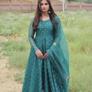 SEA GREEN EMBRIODED PISHWAS