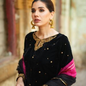 BLACK VELVET WITH P/B DUPATTA - Image 7