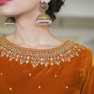 MUSTARD VELVET DRESS - Image 2