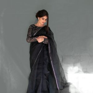 BLACK KATDANA BEADS SAREE