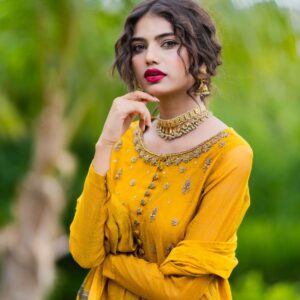 MUSTARD HANDWORKED DRESS - Image 2