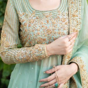 PISTA GREEN HANDWORKED DRESS - Image 4
