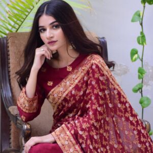 MAROON JAMAWAAR SAREE - Image 5