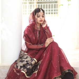MAROON BLACK EMBRIODED PISHWAS - Image 6