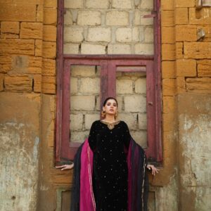 BLACK VELVET WITH P/B DUPATTA
