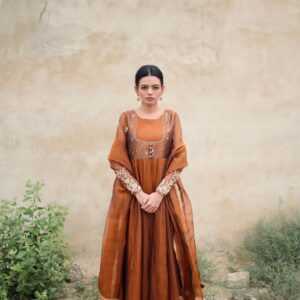 BROWN ORGANZA JAMWAAR PISHWAS