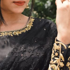 BLACK NET/SILK SAREE - Image 5