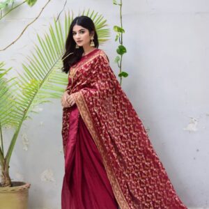 MAROON JAMAWAAR SAREE - Image 4