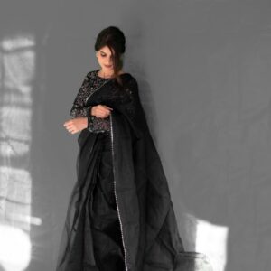 BLACK KATDANA BEADS SAREE - Image 3