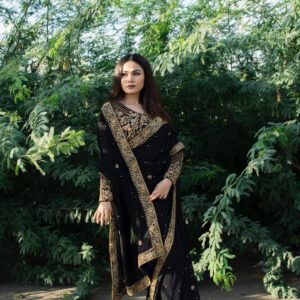 BLACK FESTIVE WEAR SAREE - Image 4