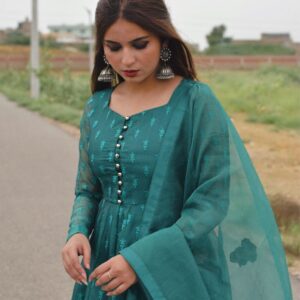 SEA GREEN EMBRIODED PISHWAS - Image 5