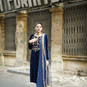 BLUE VELVET DRESS