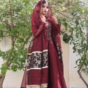 MAROON BLACK EMBRIODED PISHWAS - Image 4