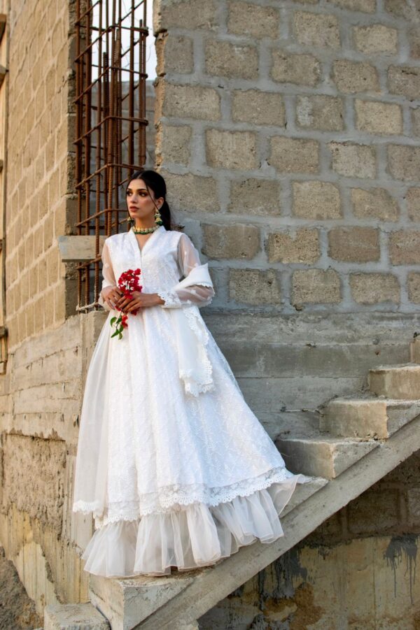 WHITE FRILL LEHANGA DRESS