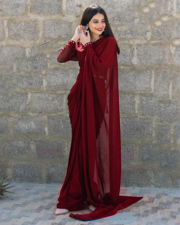 MAROON GEORGETTE CHIFFON SHEESHAS SAREE